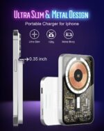 Baterie externa HINOVO MB1-5000X, 5000mAh, Cyberpunk Style, pentru iPhone, Incarcare Wireless, functie MagSafe - Alb - imagine 7
