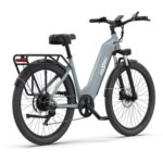 Bicicletă electrică ONESPORT OT05 Pro, Motor de 250W, baterie de 36V 22.5Ah, anvelope 700*50C, viteză maximă de 25km/h, autonomie de 140km, frâne hidraulice cu disc, transmisie Shimano cu 7 viteze - gri - imagine 4
